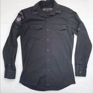 DISTRICT 91 Casual Faded Button Front Shirt